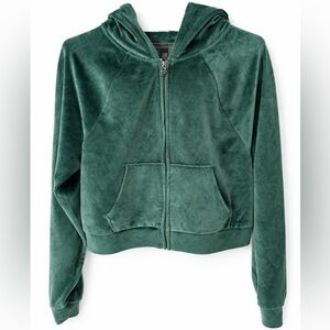 Victoria’s Secret Velour Green Zip Hoodie - size XS